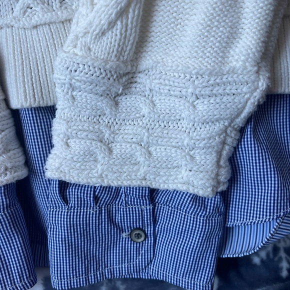 Anthropologie Pilcro Prep Twofer Off-Shoulder Cable Knit Sweater - Womens Large - Picture 8 of 9